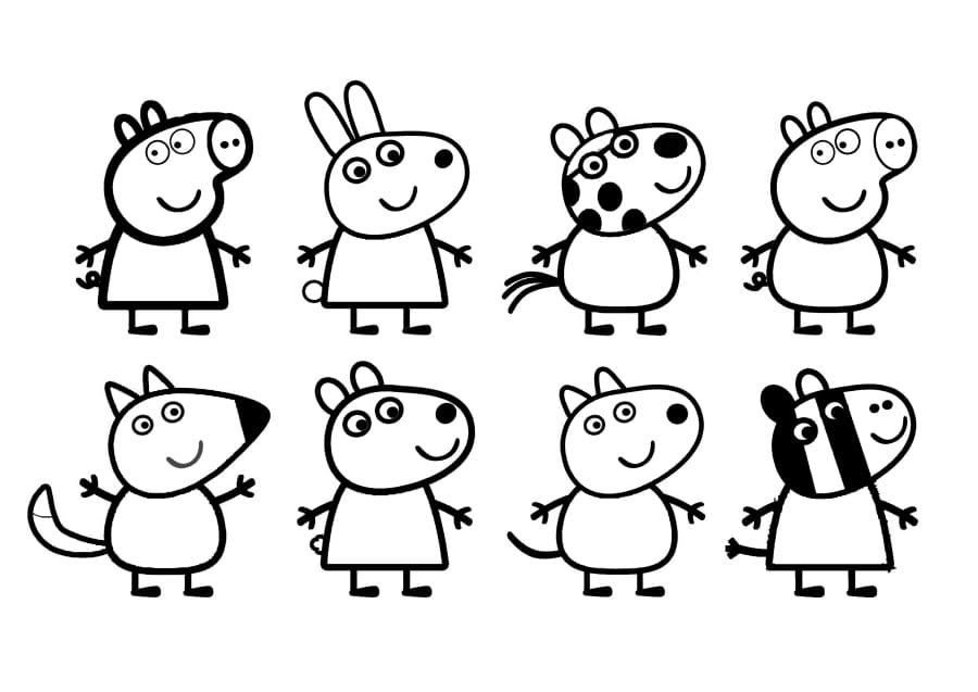 Oito personagens do desenho animado